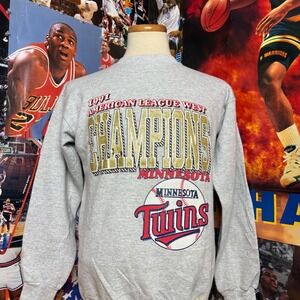 Vintage Minnesota Twins 1991 American‎ League Champions MLB Sweatshirt Sz Medium